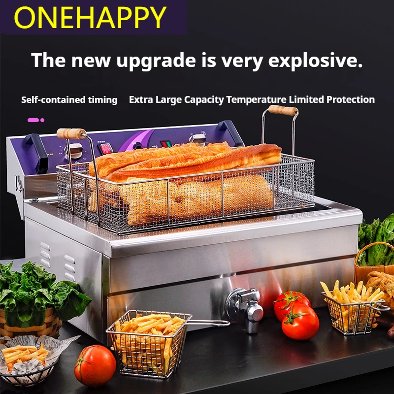 Commercial electric fryer single cylinder large capacity fryer fried string frying French fries fried dough stick machine