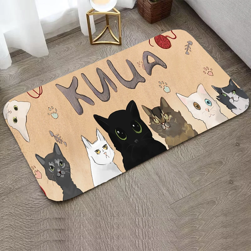 Non-slip Kitchen Mat Cute Cartoon Cat Dog Kitchen And Home Items Entrance Carpet Bedroom Mats Living Room Rugs Rug Welcome Deal