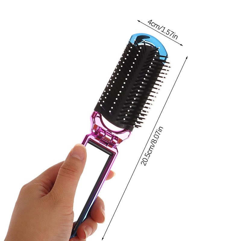 Mini Hair Brush Folding Massage Comb Head Massage Anti-Static Portable Travel Hair Brush Girl Hair Combs With Mirror