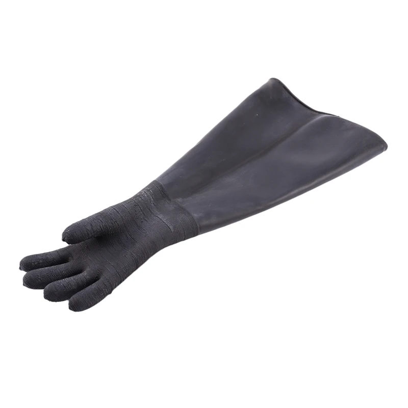 Rubber Black Sandblaster Gloves Stripe Abrasive Sand Blasting Gloves For Blasting Cabinet 65X30cm