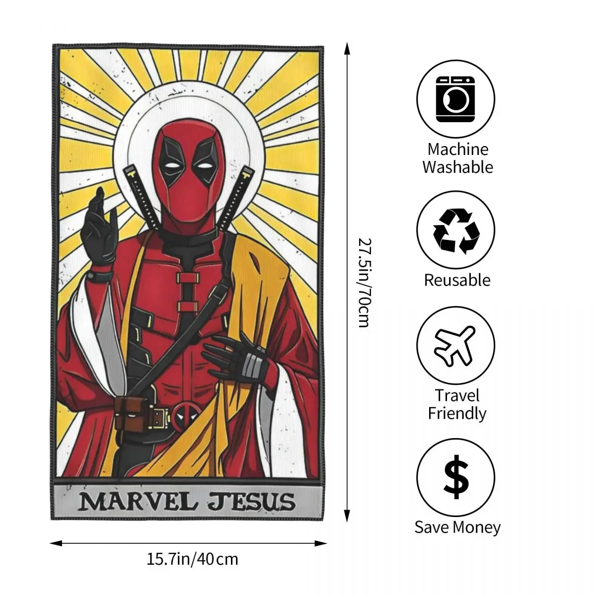 Funny Jesus Deadpool Cool D&W Hand Towels Housewarming Gifts for Men Women Decorative Bathroom Towels for Spa Hotel