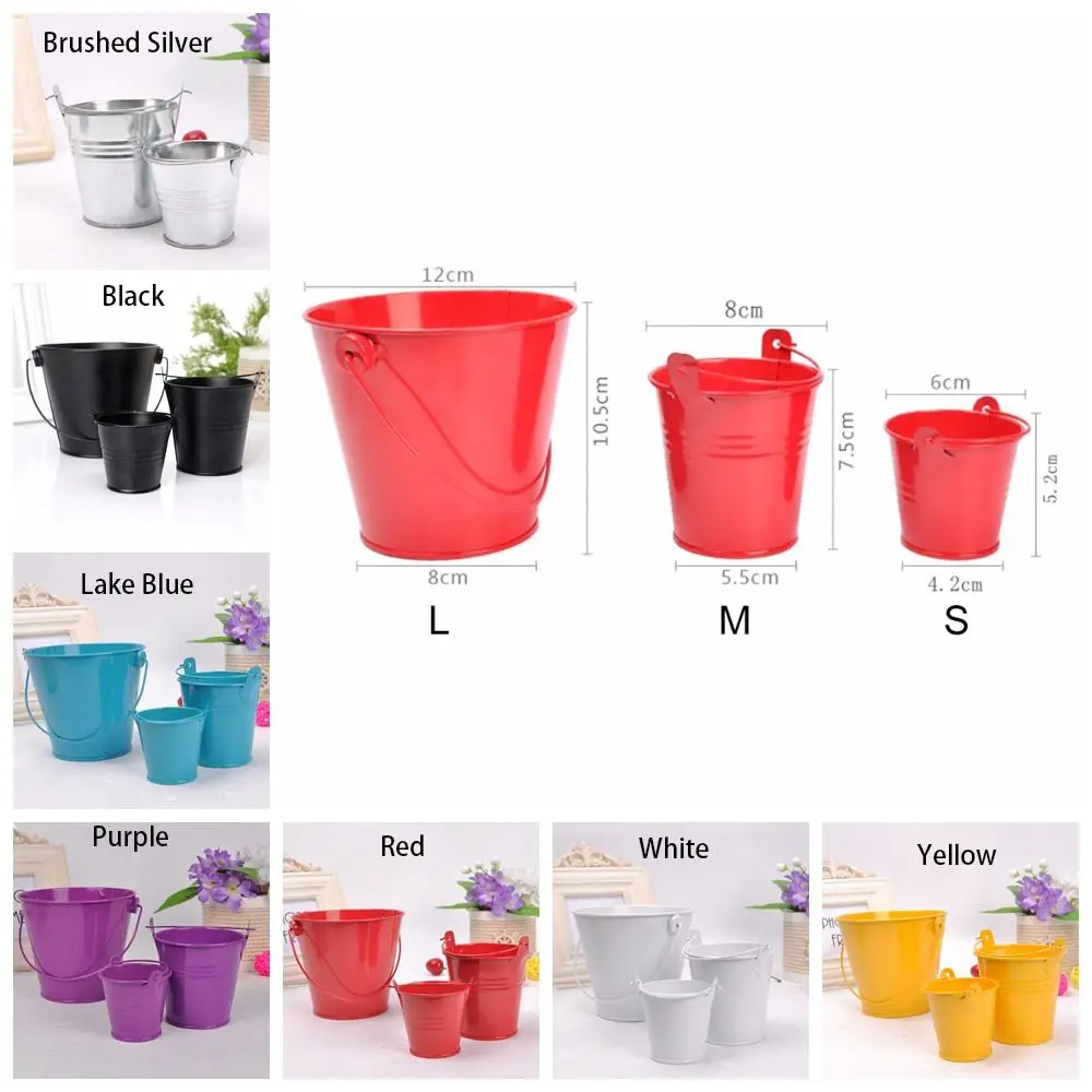 꽃병 컨테이너 양철 철 꽃 냄비 목가적 인 철 아트 꽃 배럴 미니어처 후크 미니 양철 물통 어린이 장난감