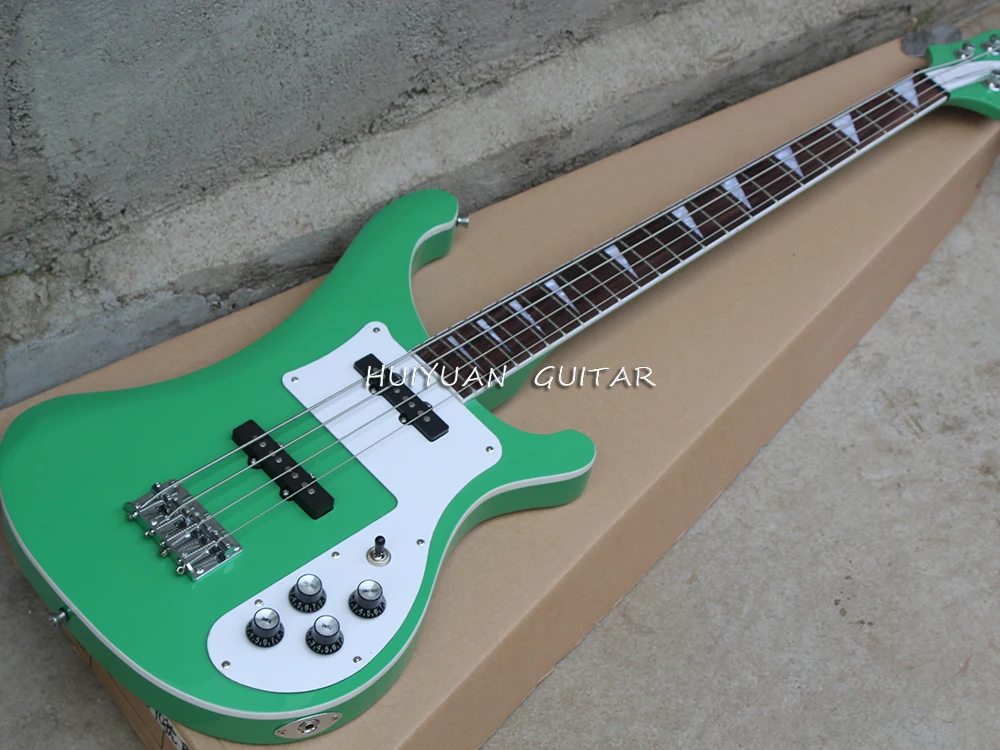 4 Strings Green Electric Bass with 22 Frets,Rosewood Fretboard,Providing Customized Service