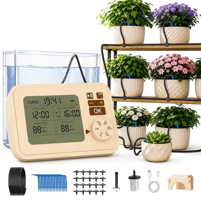 Smart Watering Kit Anti-Overwatering,Anti-Suction Design 49ft Hose 20 Houseplants Drip Irrigation Fast Delivery