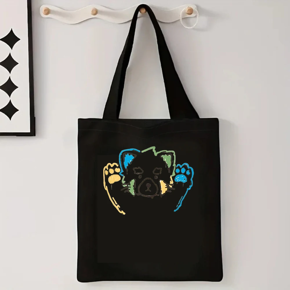 Colorful Red Panda Canvas Tote Bag, Cute Line Art Print, Reusable Shoulder Bag for Shopping & School