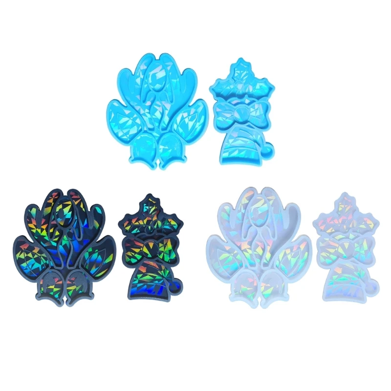 Kristal Holografische Elanden Kerstmuts Ornament Siliconen Mal Geschikt voor Epoxy Diy Ambachten Sieraden Maken Home Decor