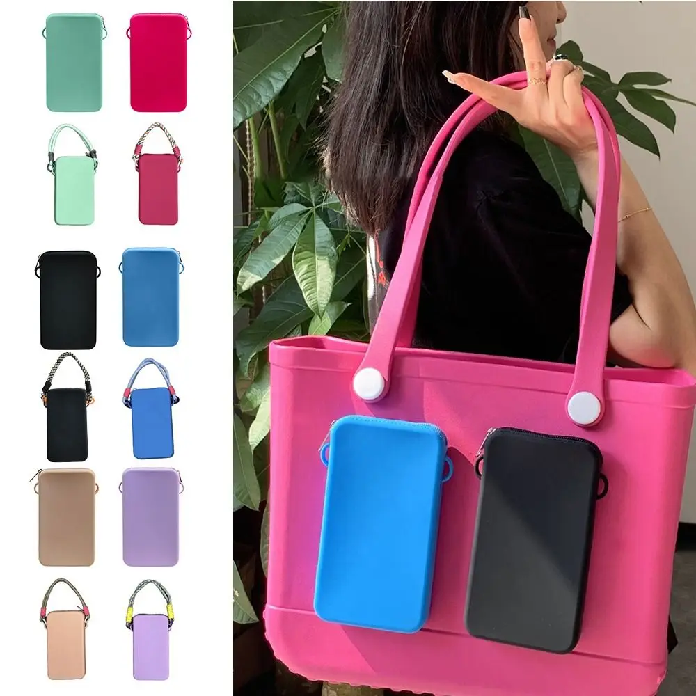 

Silicone Storage Pouch with Lanyard Large Capacity Phone Holder Waterproof Dustproof Beach Bag Connector for Bogg Bag