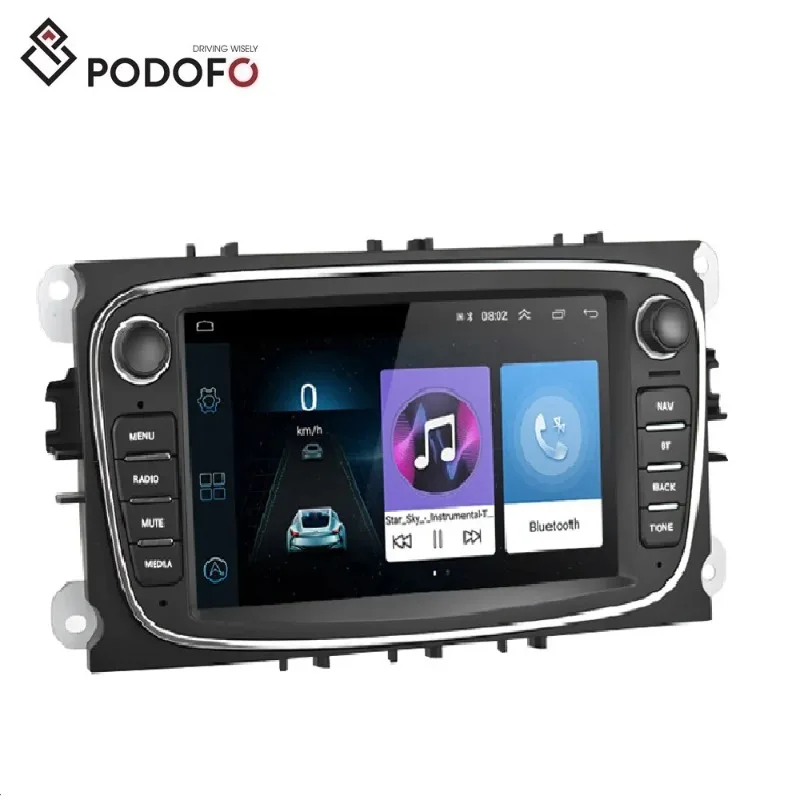 Podofo Android 10 Car Video Radio Autoradio 7'' GPS WIFI BT for Ford/Focus/Mondeo/C-MAX/S-MAX/Galaxy II/Kuga