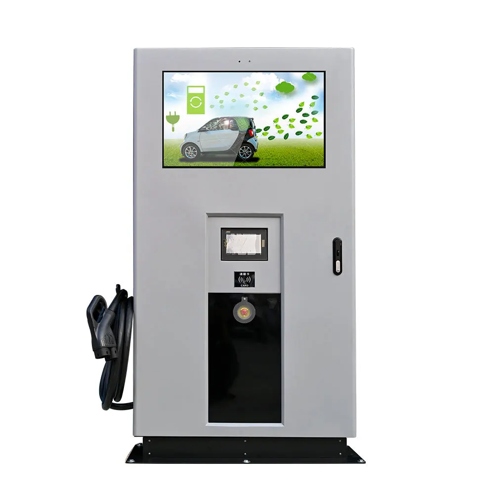 Ultra-thin Advertising Screen High Current DC 30kw 40kw 60kw Fast Charging Integrated Car Charging Post