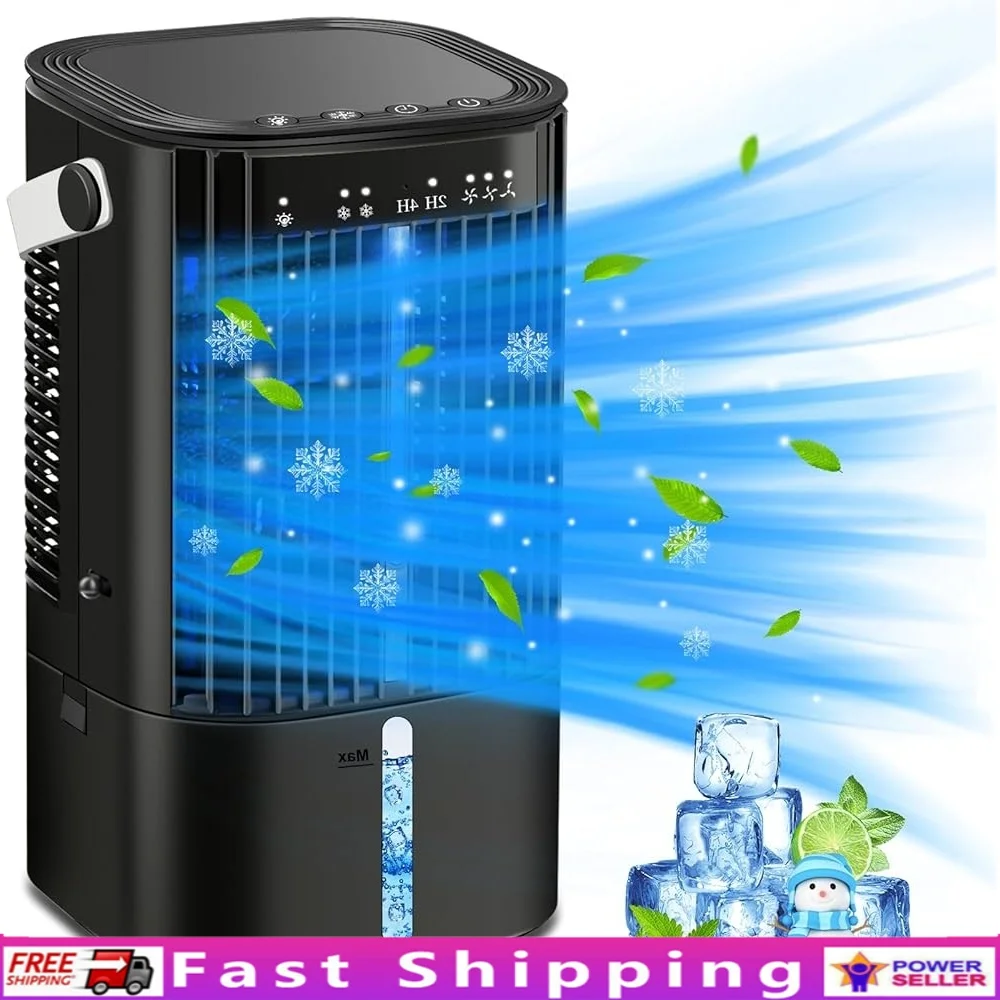 Upgraded Portable Air Conditioners Mini Evaporative Cooler with 3 Speeds Humidifier Fan LED Light USB Home Office Outdoor