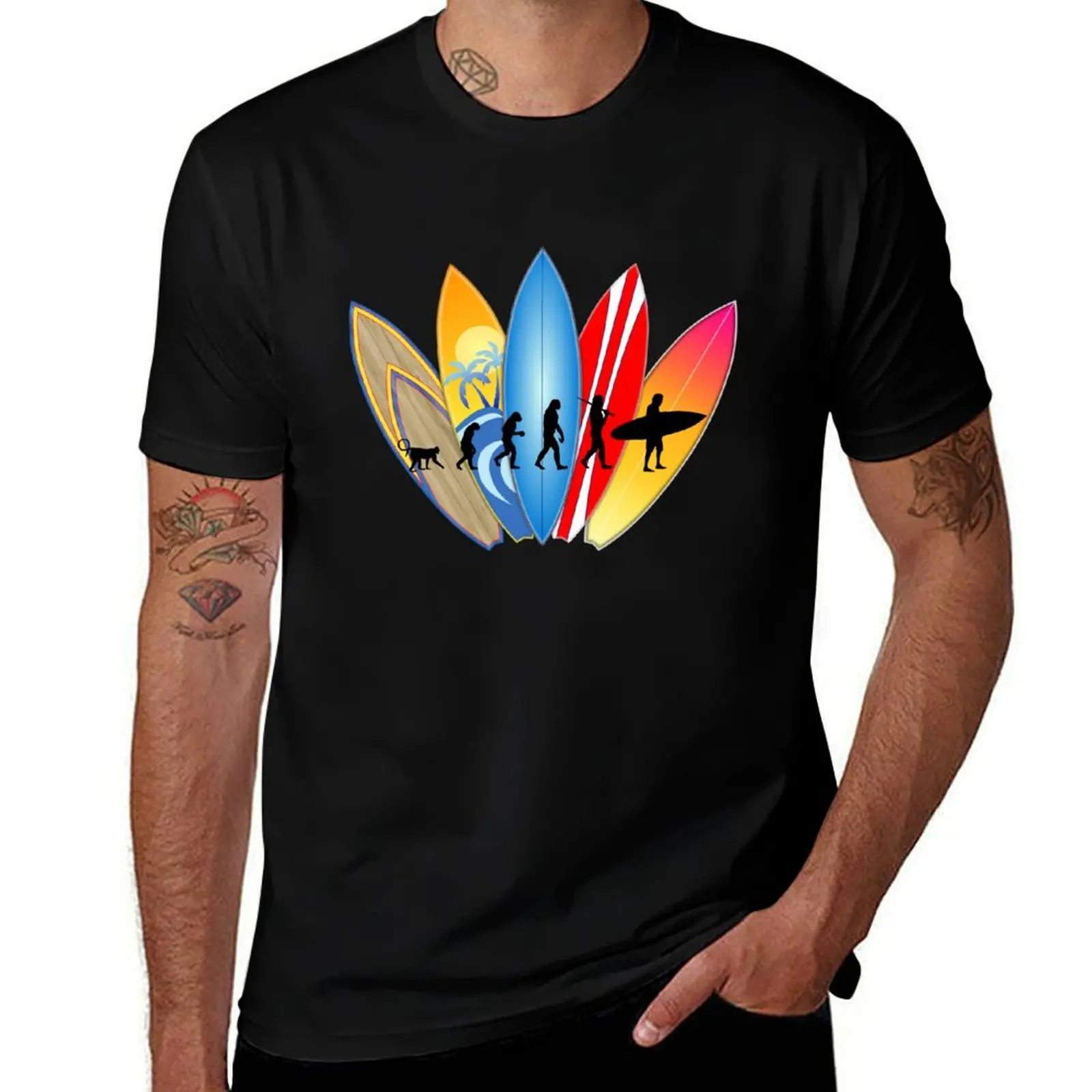 Surfer Evolution T-Shirt t shirts cotton 100% T-Shirt