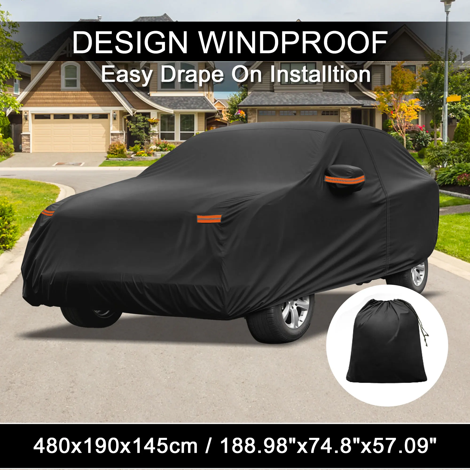 

Motoforti Car Cover W/ Left Side Door Zipper 210D-PU for Ford for Mustang Mach-E