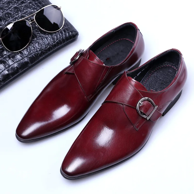 Men\'s Dress Shoes Formal Oxford Shoe for Man Wedding Dress Brand PU Leather Trendy Buckles Big Size Male Business Footwear