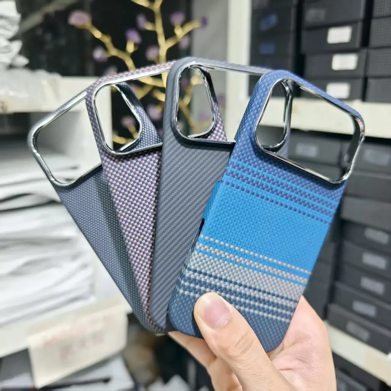 حافظة لهاتف آيفون 17 برو ماكس/ آيفون 17 برو من ألياف الكربون ماكروبور حماية للعدسات غطاء هاتف من ألياف الأراميد مع حافظة مغناطيسية Magsafe #2