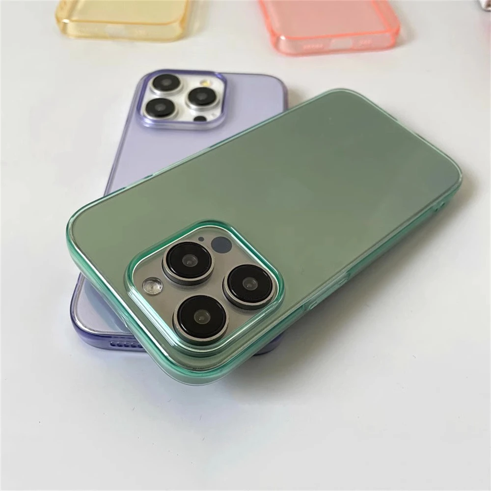 1.0 MM Ultra Thin Transparent Soft TPU Case For iPhone 16 15 14 Plus 13 12 Mini 11 Pro Max Candy Color Clear Slim Cover Shell