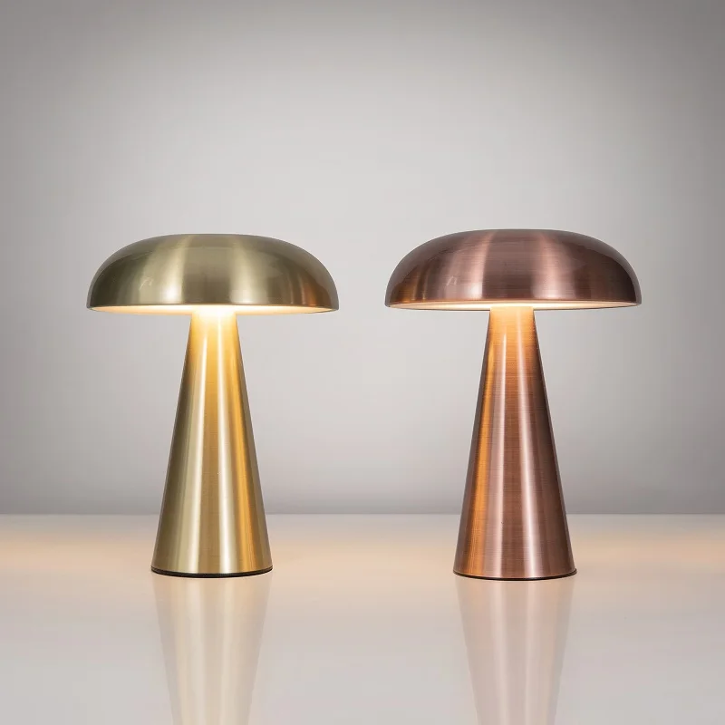 Creative Mushroom Design Touch Dimmable Metal LED Cordless Table Lamp Restaurant Home Decoration Lighting