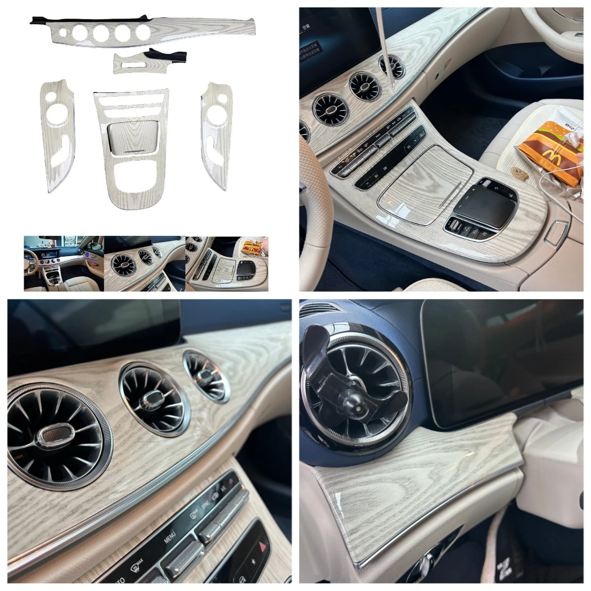 

Real Wood Dashboard & Center Console Cover Kit for E Class W238 Coupe Door Trim