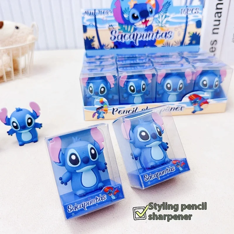 16pcs Disney Stitch Cartoon Anime Styling Pencil Sharpener Single Hole Silicone Sharpener Student Prize Stationery Wholesale