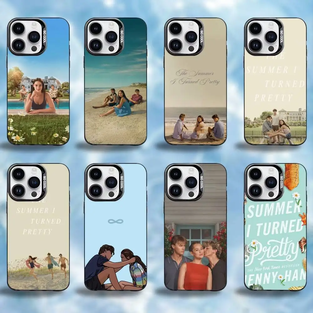 

The Summer I Turned Pretty Phone Case For iPhone17,16,15,14,13,12,11 Plus,Pro Max Black Colored Silver Plated Inside Cover