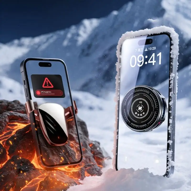 Phone Coolers with 3 Speed Type Lights 17mm Ball Head Universal Mount for Car Dashboards Phone Stands Use K1KF