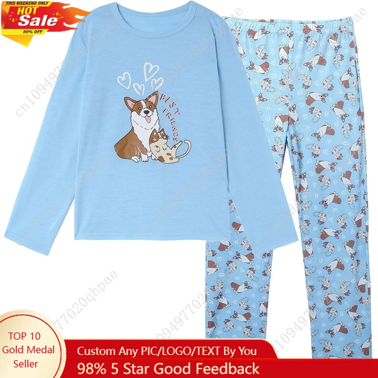 

Vopmocld Big Girls Cute Pajama Sets Long Sleeve Lovely Sleepwear 2 Piece PJS Multiple Cartoon Jammies