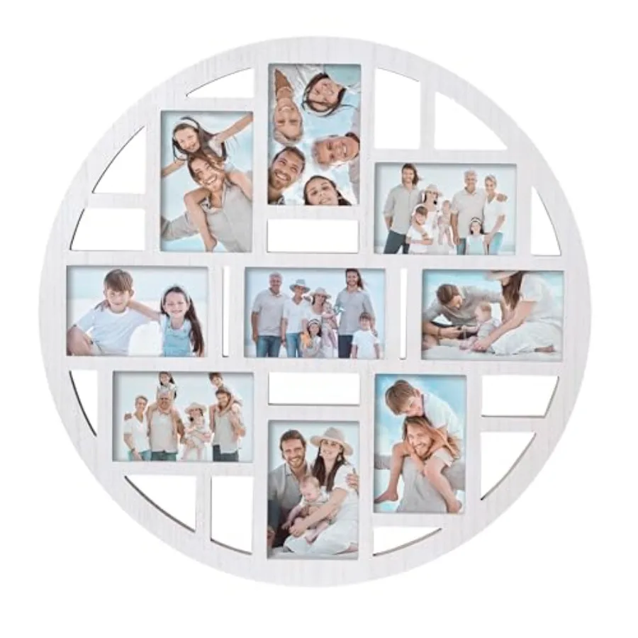 

Круглая фоторамка-коллаж для декора стен, круглая рамка для нескольких фотографий 4x6, современное настенное искусство для гостиной и спальни