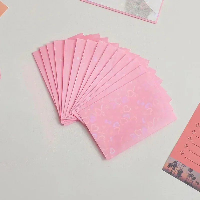 50pcs Set 3 Inch Heart Shaped Bling Photocard Holder Case Protective Films Display Stand Organizer Storage Bag for Photo Cards