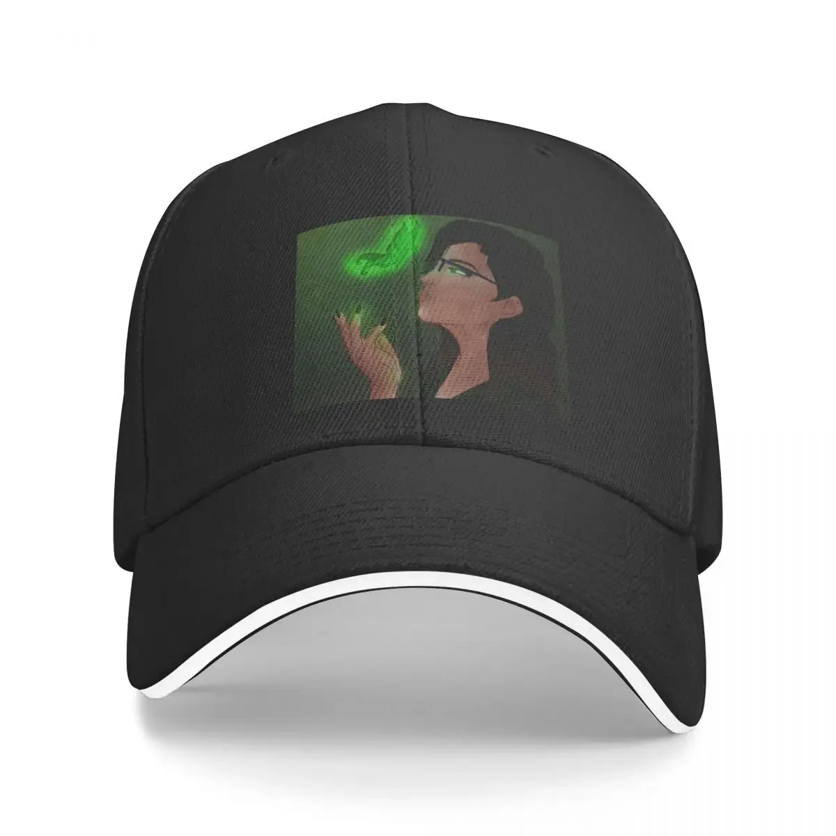 Illusion of glowing green butterfly emerges from hand Baseball Cap Kids Hat New Hat Icon Trucker Hat Girl'S Hats Men's