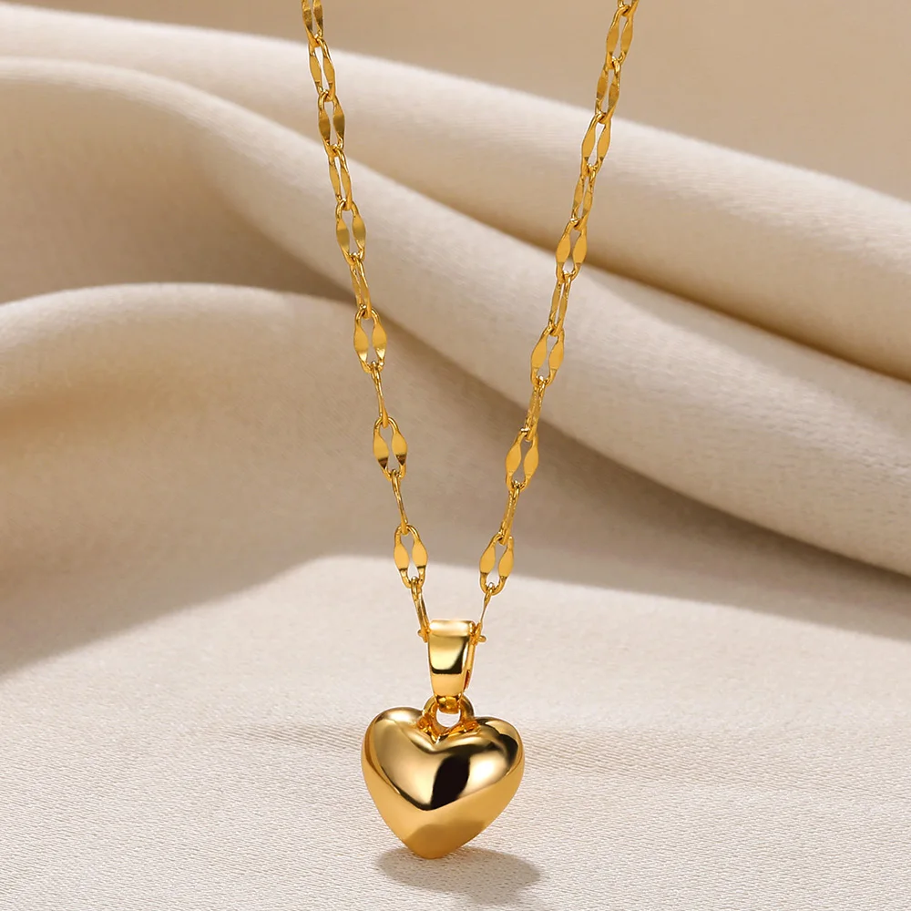 

Fashion Stainless Steel Heart Pendant Necklaces For Women Trendy Temperament Simple Clavicle Chain Party Jewelry Gifts