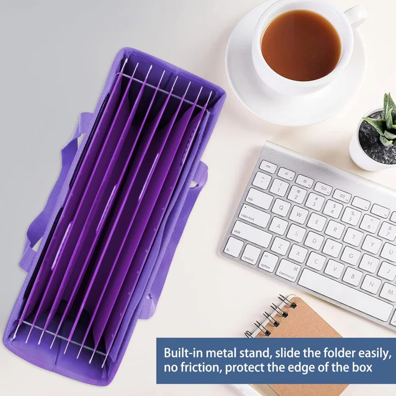 Desktop File Organizer Box,Collapsible Hanging Filing Box,Home Office Document Storage Organizer with Front Pocket and Handles,