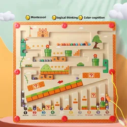 Wooden Montessori Magnetic Color Number Matching Maze Learning Education Toys Montessori Toys Wooden Toys for Children Gift