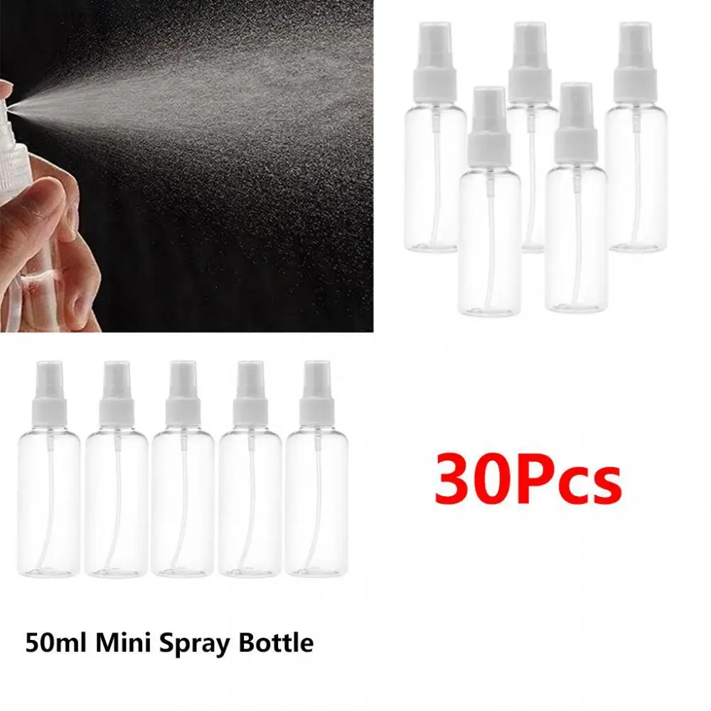 Transparent Fine Mist Refillable Empty Atomizer 50ml Plastic Spray Bottle Set for Perfumes Makeup Fixing Spray