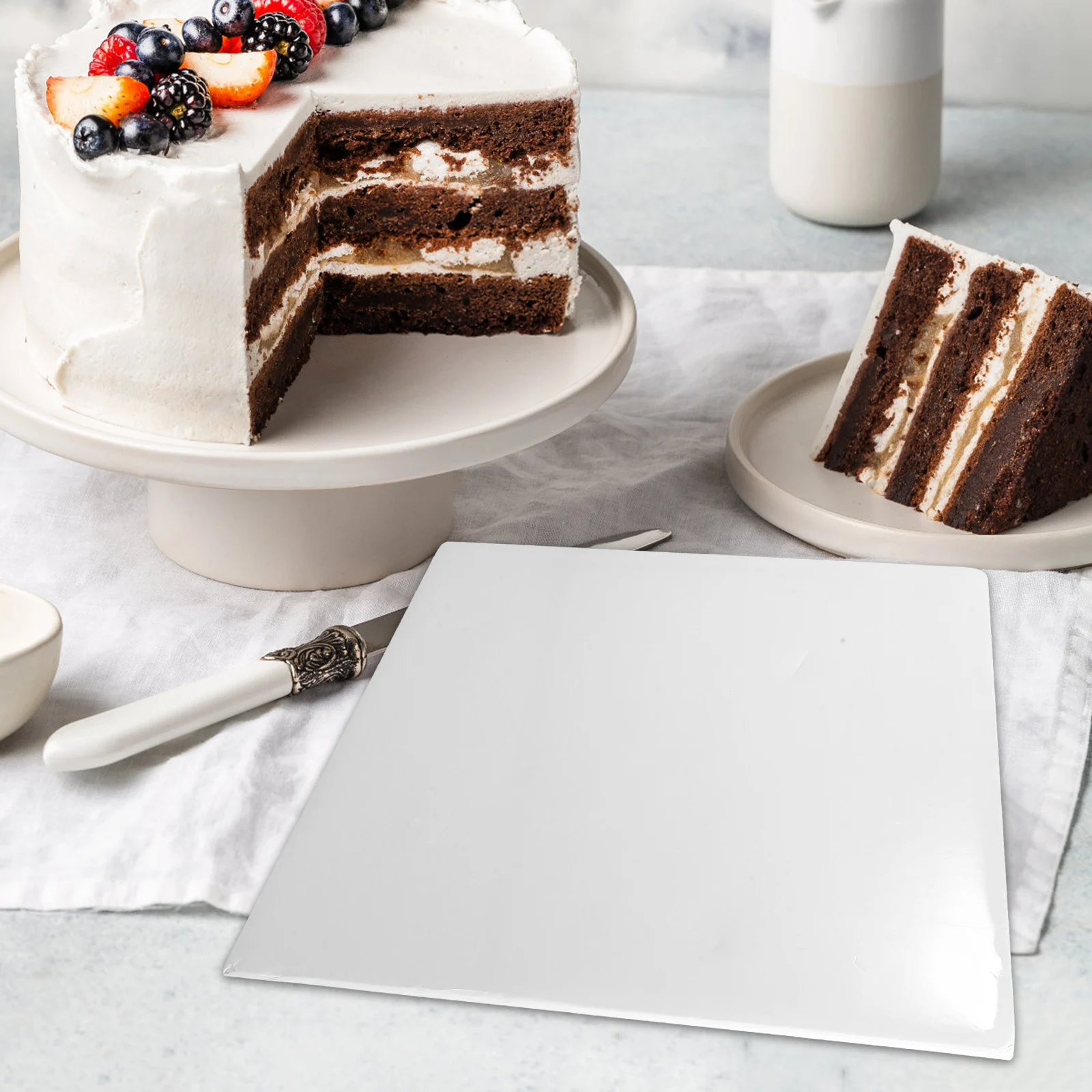 

10 Pcs Cake Base Boards Rectangle Plates Paper Cup Decoration Tray White Bottom