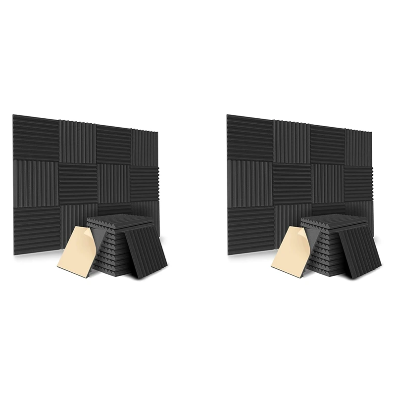 

24 Pack Self-Adhesive Acoustic Panels, Sound Proof Foam Panels, High Density Soundproofing Wall Panels For Home(Black)