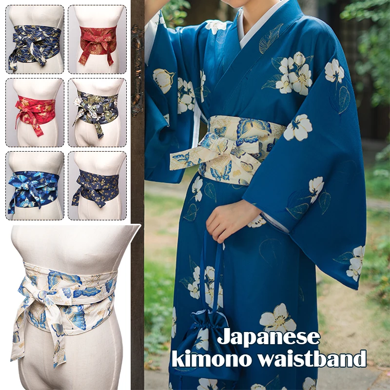 

Japanese Style Bronzing Obi Belt Kimono Waistband Ancient Hanfu Dress Decor Waist Belt Yukata Bathrobe Coplay Accessories
