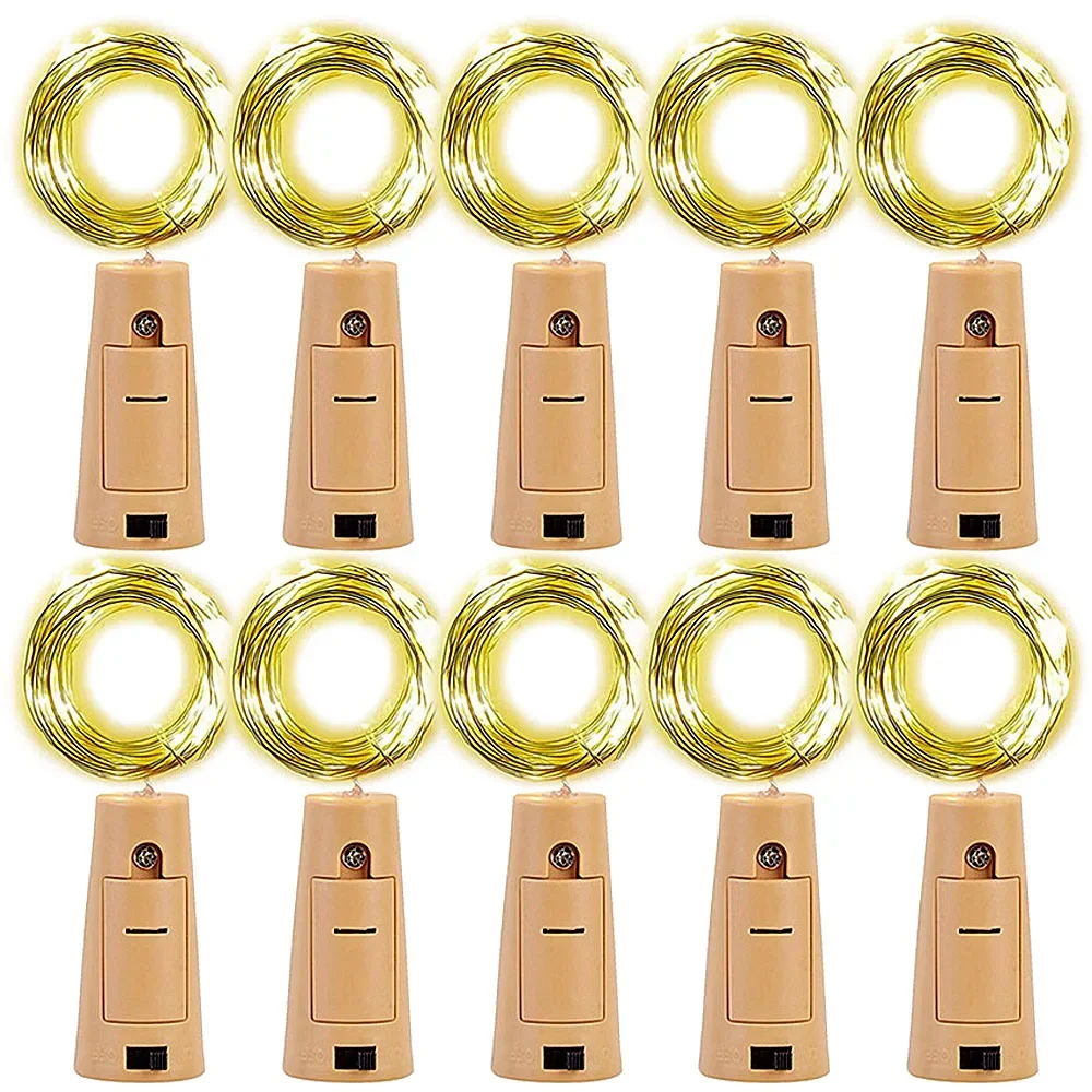 

10 pcs Wine Bottle Fairy Lights With Cork String Lights Battery Fairy Lights Garland Christmas Party Wedding Decoration Luces