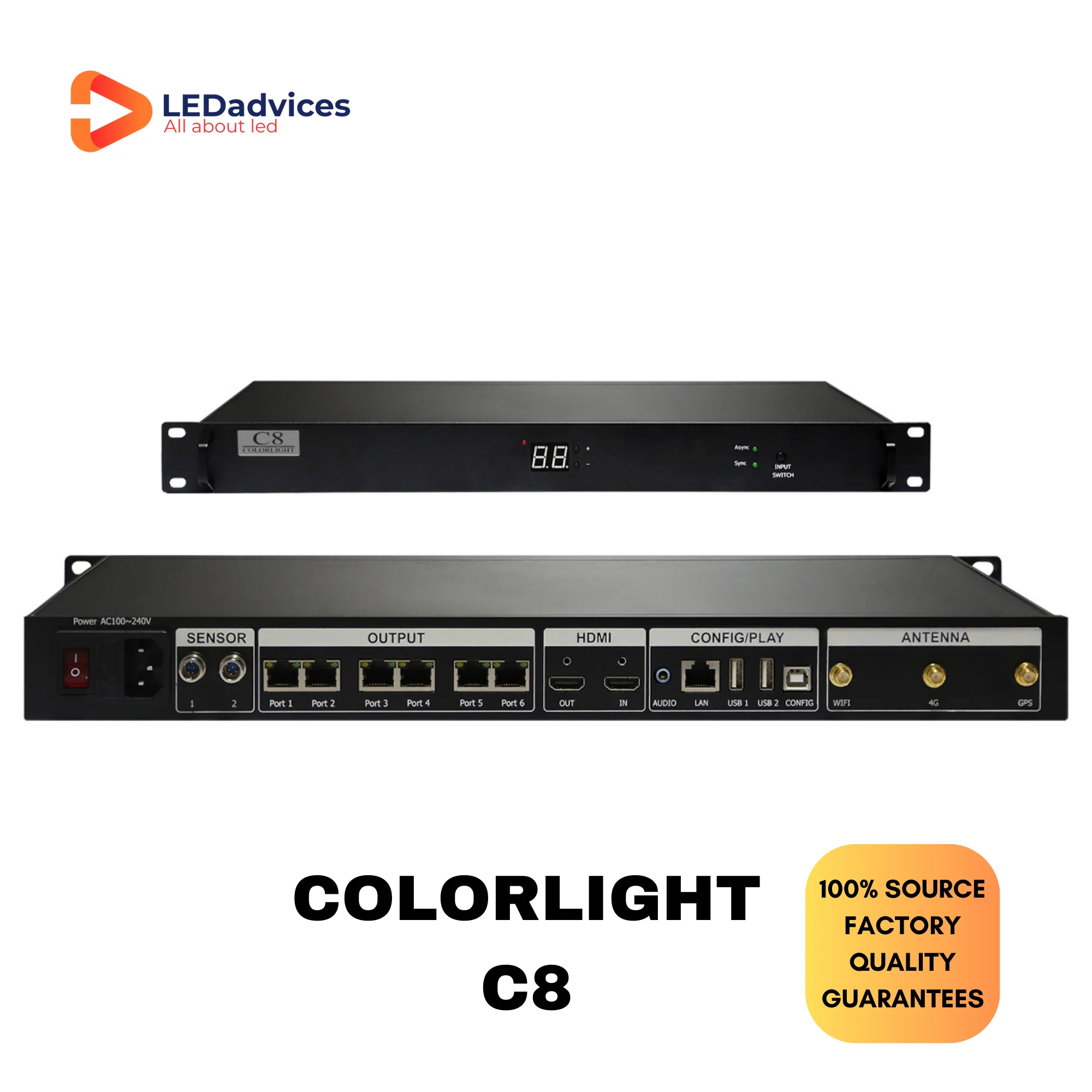 

Colorlight C8 Colorlight C-series cloud network master controller 3.9 Million Pixels synchronous and asynchronous 8 RJ45 Port