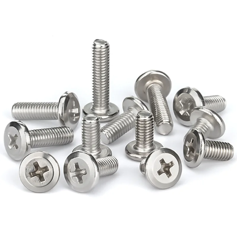 10pcs/lot M3 M4 M5 M6 M8 chamfered machine wire stainless steel large flat cross head hexagonal rivet connecting bolts