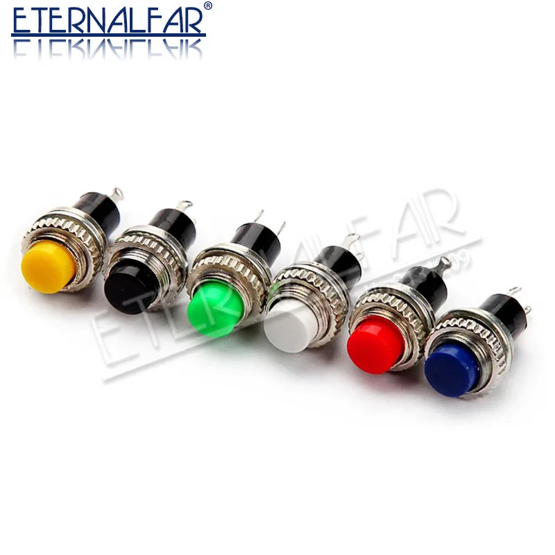 

0.5A-1A 250V DS-316 10MM OFF-ON Doorbell horn Black Green Yellow Blue White Red Momentary AC Remote Control Push Button Switches