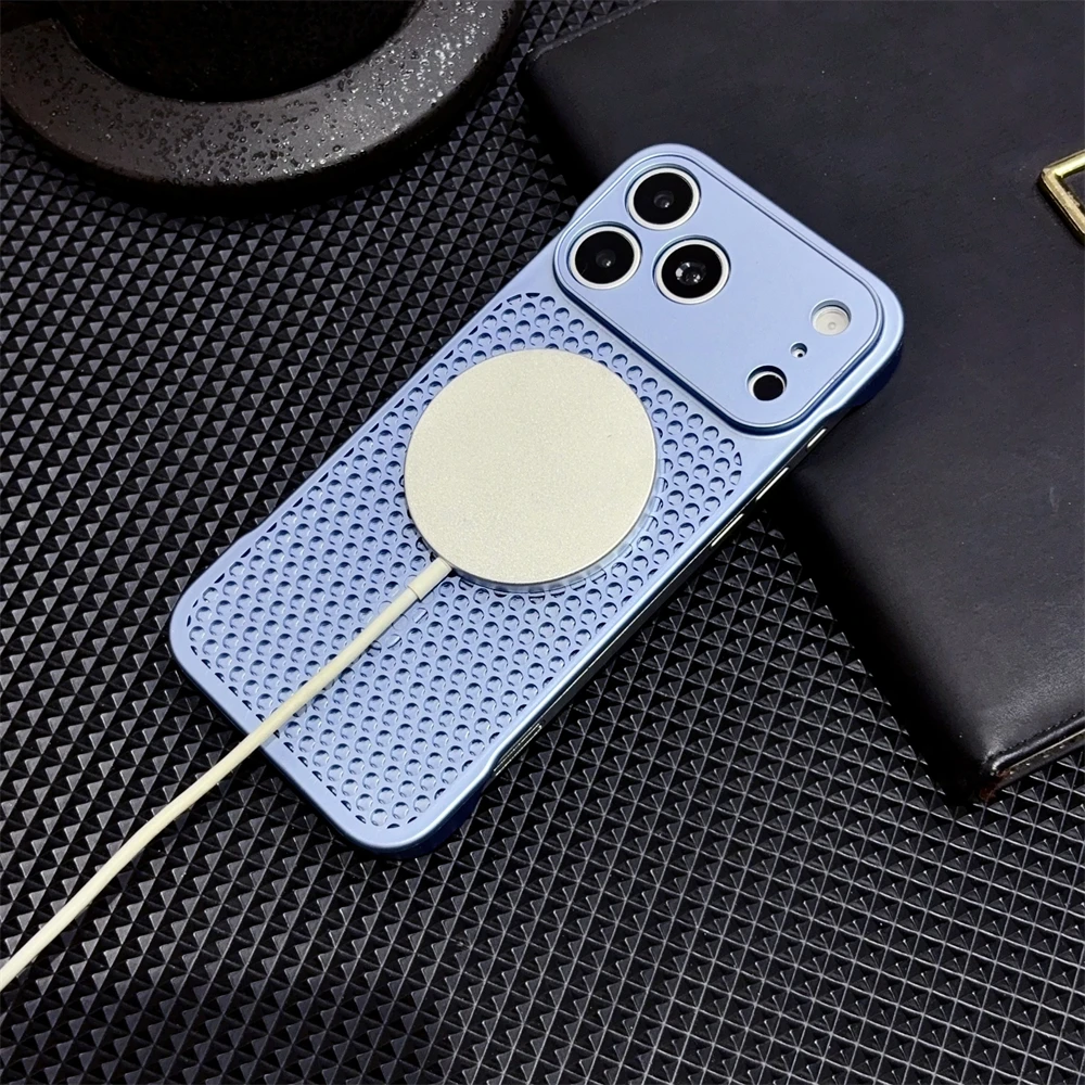 Wärmeableitende Wabenstruktur-Kühlhülle für iPhone 18 17 16 15 14 13 12 11 Pro Max mit Magsafe Magnetischer Rahmenloser Abdeckung – Detail 8
