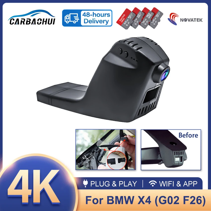 

Plug and Play 4K Dash Cam for Car Camera Recorder WIFI Car Dvr Recording Devices Accessorie For BMW X4 G02 M40i F98 2019-2023