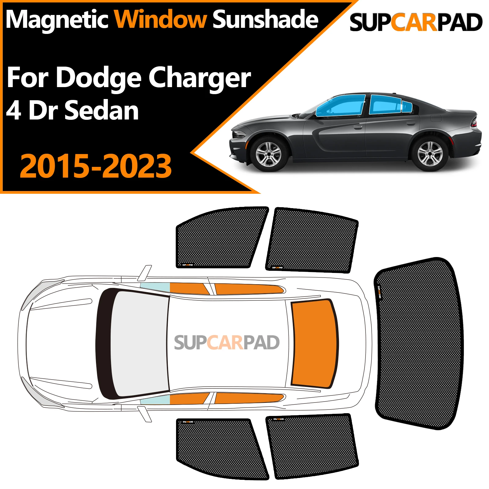 

Custom Car Window Sunshade For Dodge Charger 4 Dr Sedan 2015-2023 Magnetic Curtain Mesh Front Windshield Frame Curtain