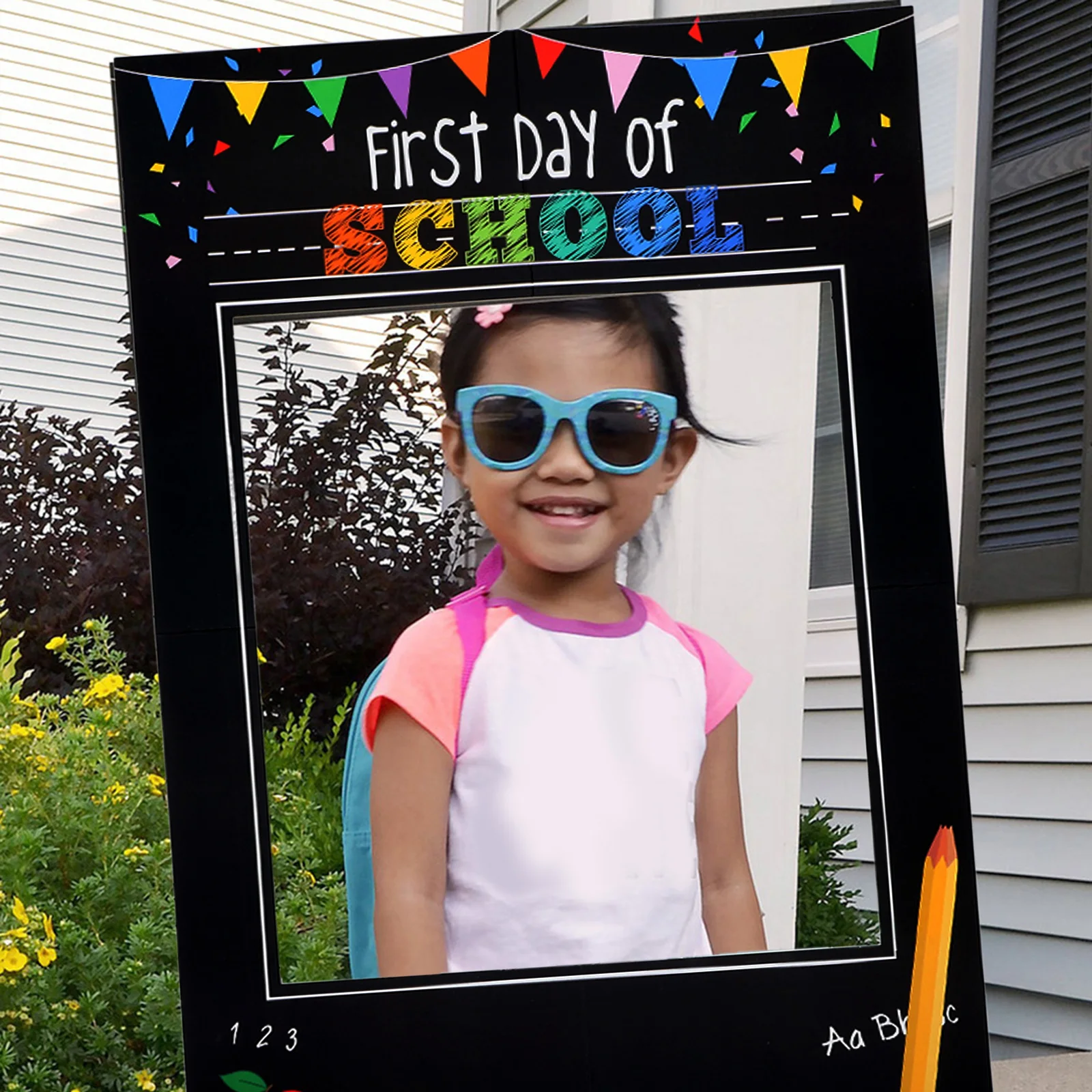 

Paper Photo Frame Bright Color Props for School Party Classmates Friends Photoshoot Kindergarten Child First Day Black