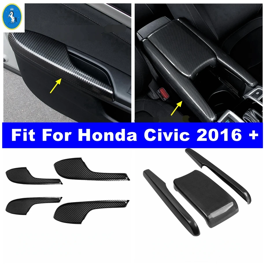 

Door Armrest Strip Decor / Armrest Box Storage Switch Cover Trim For Honda Civic 2016 - 2020 Carbon Fiber Interior Accessories