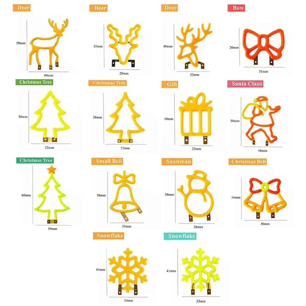 Christmas Decoration LED Neon Sign Light Deer Head LED Lamp Christmas Hat Elk Tree Snowflake Decor Room Wall Shop Window Hang view 6