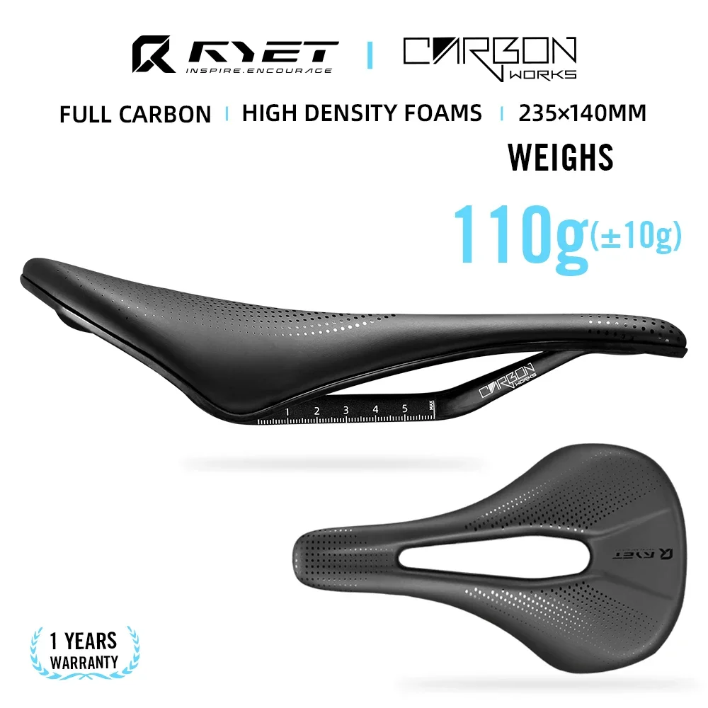 

RYET 3D Printed Saddle Carbon Saddle 140mm 7x9mm Round Rail Superlight Road MTB Racing Bicycle Seat Saddles Cushion Parts