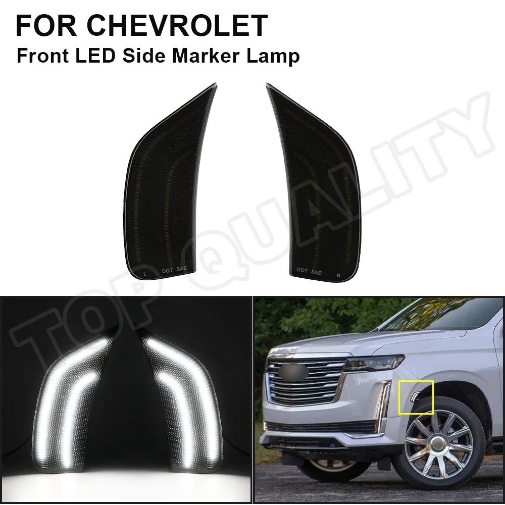 

Smoked Lens LED Side Bumper Light For Chevrolet Suburban Tahoe For Cadillac Escalade ESV GMC Yukon 2021 2022 Front Side Lamps