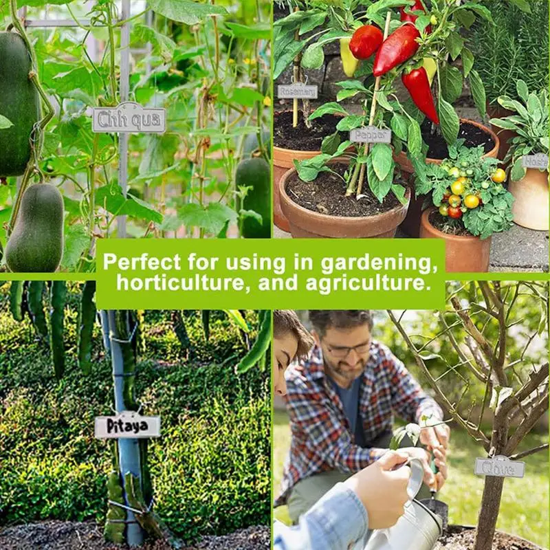 Aluminum Plants Labels Waterproof Garden Tree Tags With Metal Wires Double Sided Flower Labels For Growth Record Gardening Tools