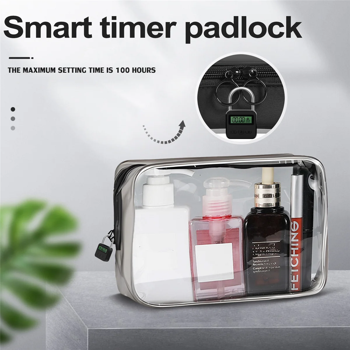 Metal Timer Lock LCD Display Multi-Function Electronic Time 99 Hours Max Timing USB Rechargeable Timer Padlock,Black