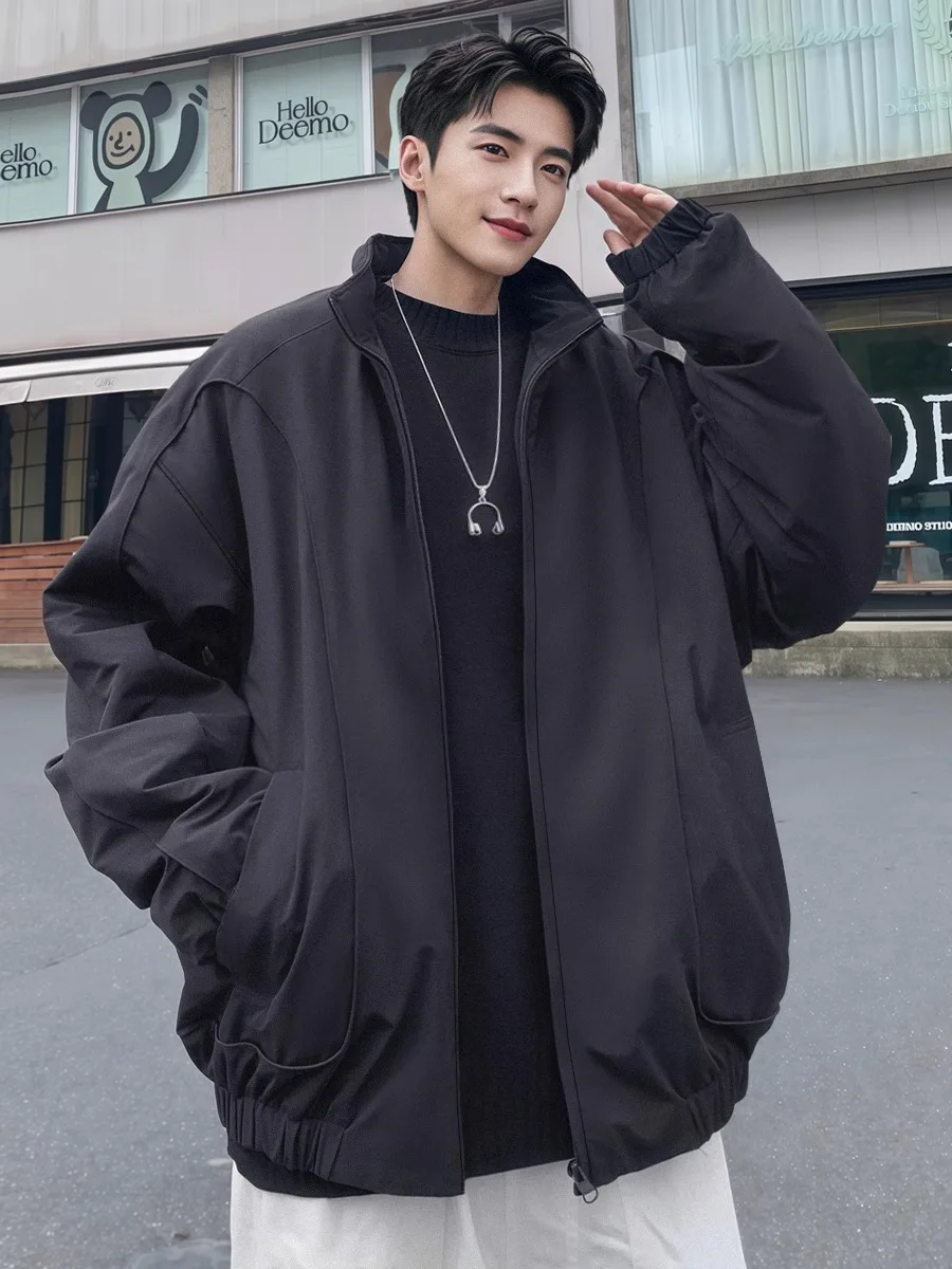 

Мужская рабочая куртка свободного кроя с воротником-стойкой, больших размеров, из полиэстера, удобная для путешествий, в американском стиле